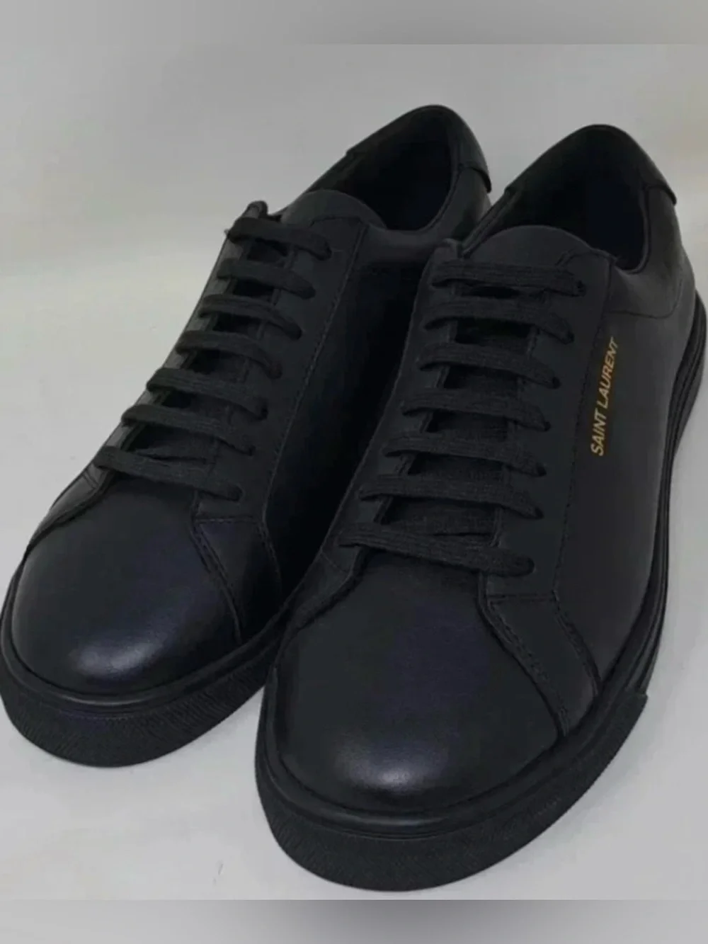 Saint Laurent | Black Leather Andy Low-Top Lace-Up Sneakers Shoes Women’s - Picture 8 of 9